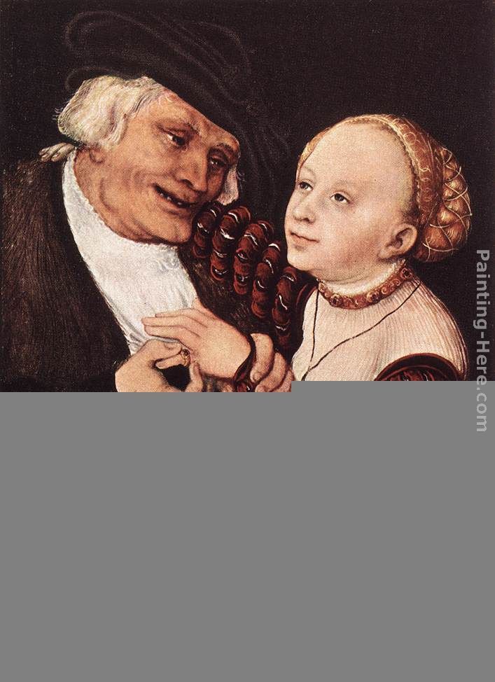 Old Man and Young Woman painting - Lucas Cranach the Elder Old Man and Young Woman art painting